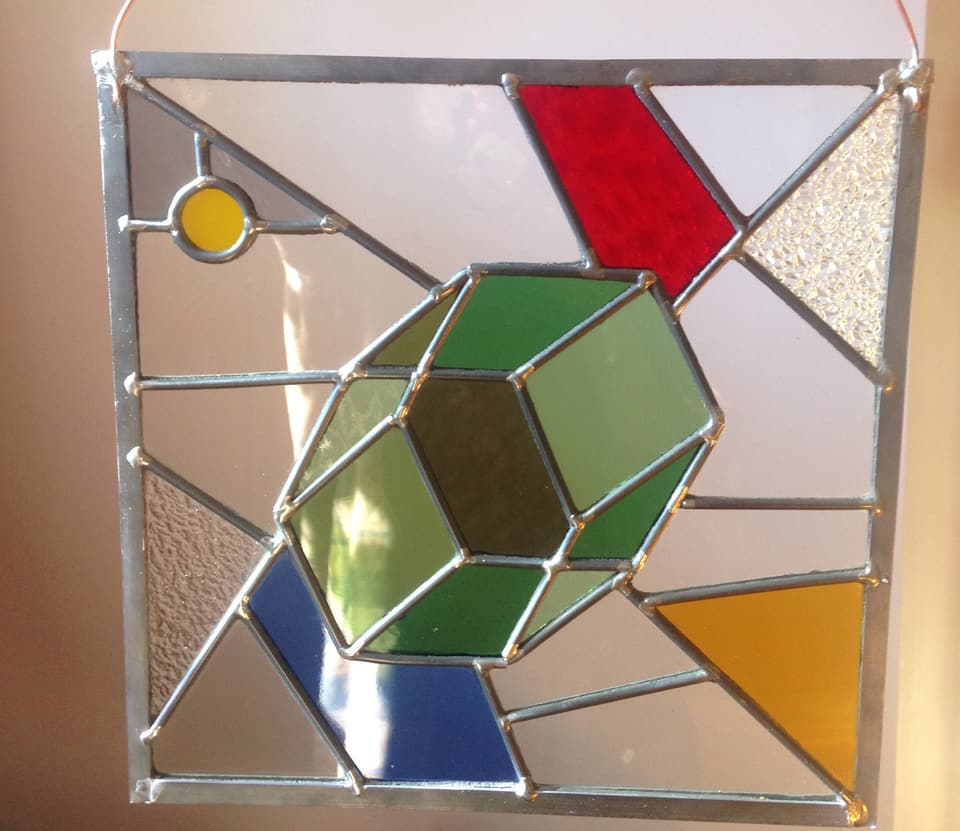 Art Deco hexagon geometric leadlight panel